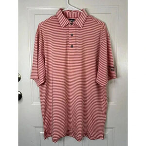 FOOTJOY Golf Polo Shirt Mens Size Large L Pink White FJ Short Sleeve Activewear